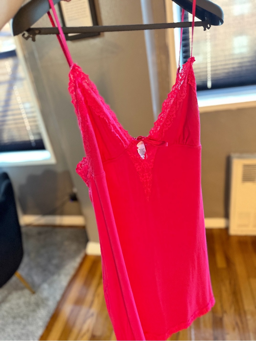 Victoria's Secret Hot Pink Lace-Trim Chemise